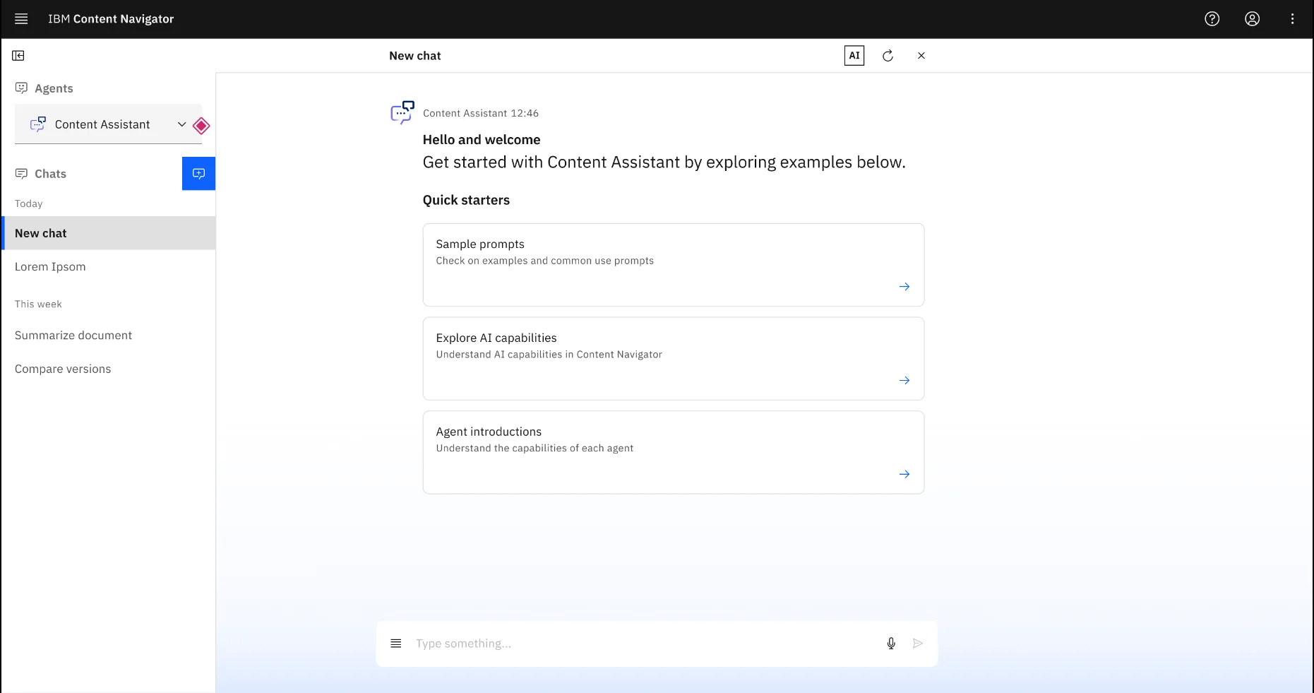Content assistant showing quick-starter tasks