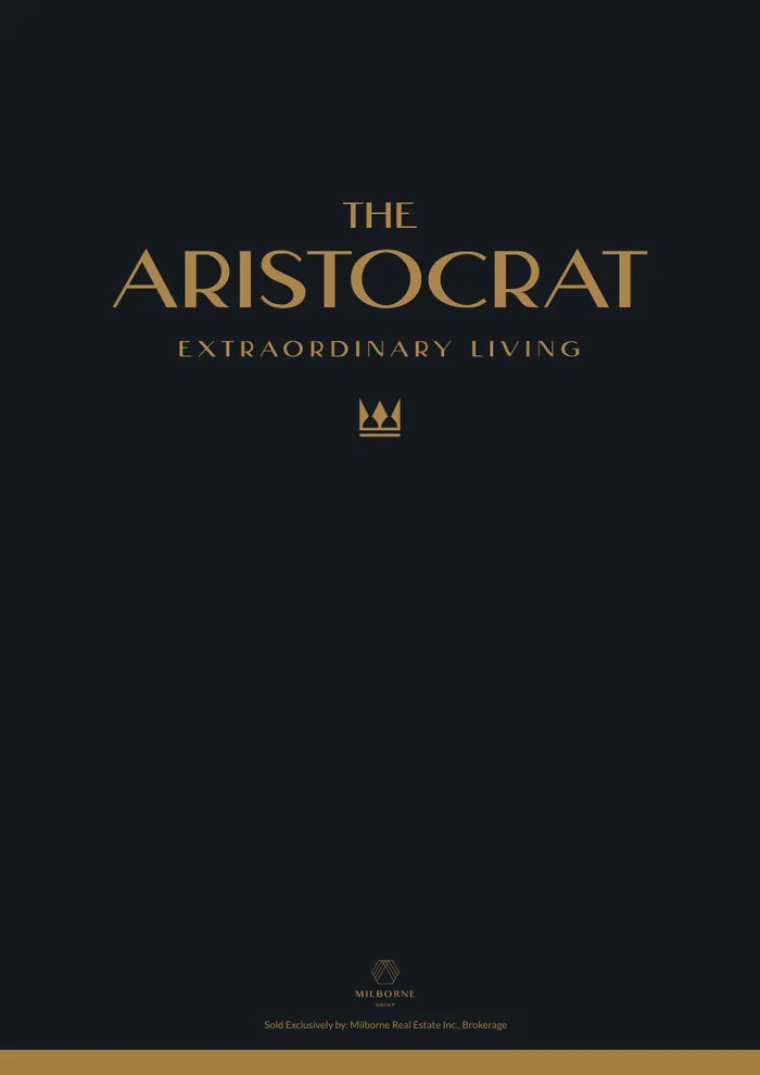 Brochure cover: The Aristocrat wordmark on deep navy